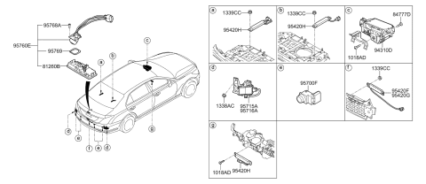 2012 Hyundai Elantra Touring  Rear Camera & Trunk Lid Handle Assembly Diagram for 95760D2000