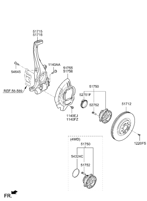 2012 Hyundai Elantra Touring  Knuckle-Front Axle, LH Diagram for 51710B1501