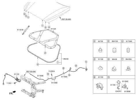 2012 Hyundai Elantra Touring  Pad-Hood Insulating Diagram for 81125D2000