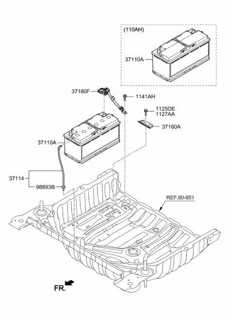 2011 Hyundai Elantra Touring  Battery Sensor Assembly Diagram for 37180D2000