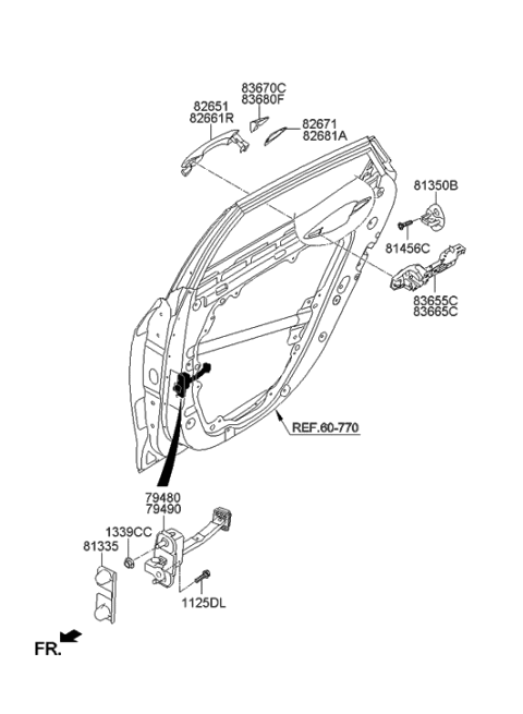 2000 Hyundai Sonata Door Handle Assembly, Exterior Diagram for 826513V000AA