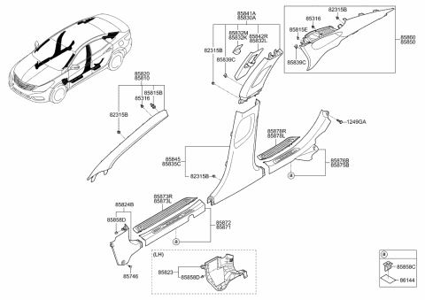 1999 Hyundai Sonata Clip-Trim Mounting Diagram for 858583S000