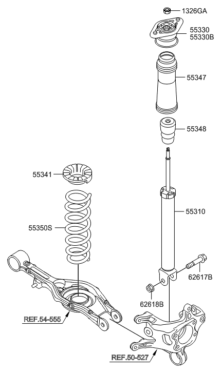 2001 Hyundai Sonata  Bracket Assembly-Rear, LH Diagram for 553303V011