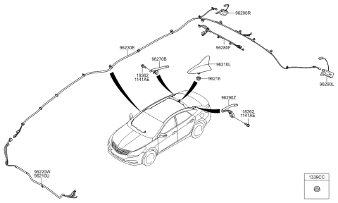 2001 Hyundai Sonata Feeder Cable-Radio Diagram for 962203V650
