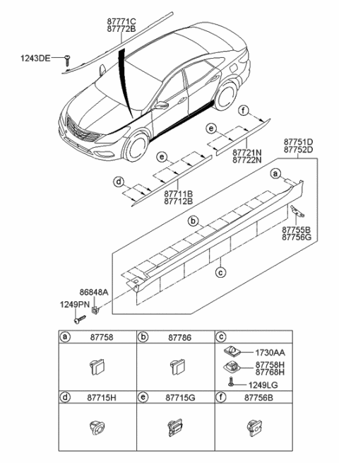 1998 Hyundai Sonata Moulding Assembly-Waist Line Rear Door, RH Diagram for 877223V000