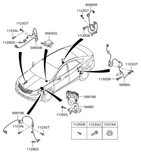 1998 Hyundai Sonata  Bracket-Hydraulic Module Diagram for 589603V100