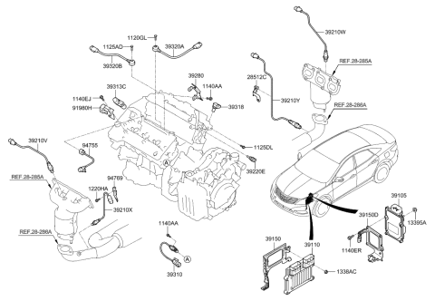 1999 Hyundai Sonata Bracket-IDB Diagram for 391503CBA0