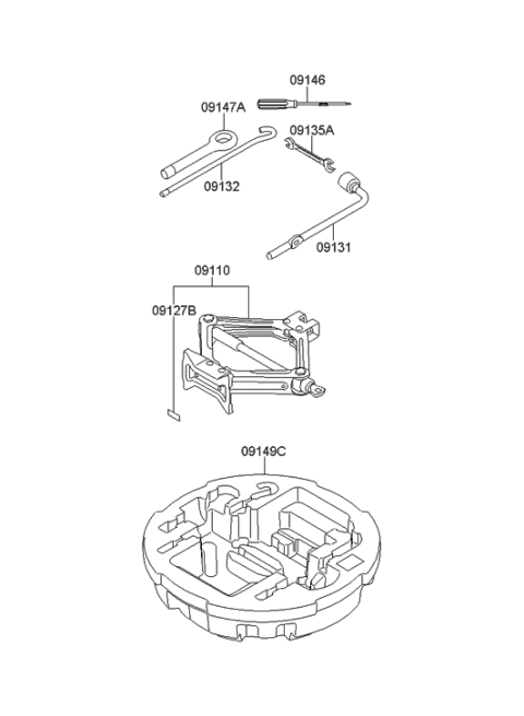 2001 Hyundai Sonata  Jack Assembly Diagram for 091103K000
