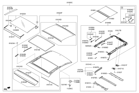 1999 Hyundai Sonata  Motor Assembly-PANORAMAROOF(Roller) Diagram for 816713V001