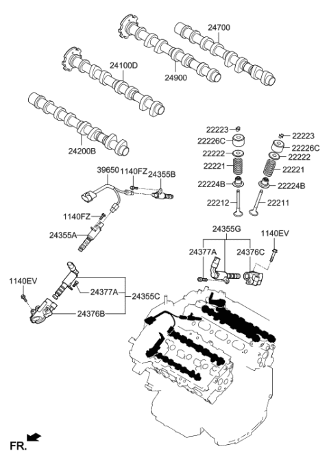 1998 Hyundai Sonata  CAMSHAFT Assembly-Intake, RH Diagram for 249003CAB1