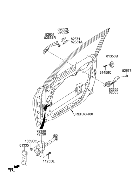 2000 Hyundai Sonata Pad-Door Outside Handle, RH Diagram for 826643V000