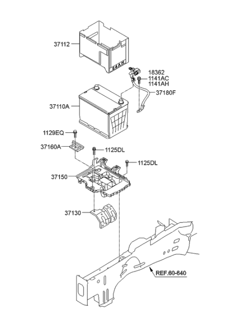 2000 Hyundai Sonata  Stay Battery-Upper Diagram for 371303R000
