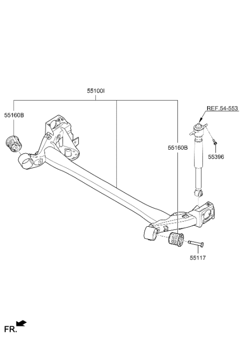 2023 Hyundai Elantra N  Torsion Axle Complete Diagram for 55100G7100