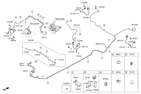 1998 Hyundai Accent  Hose Assembly-I.B.A.U & P.S.U Diagram for 58725G2300