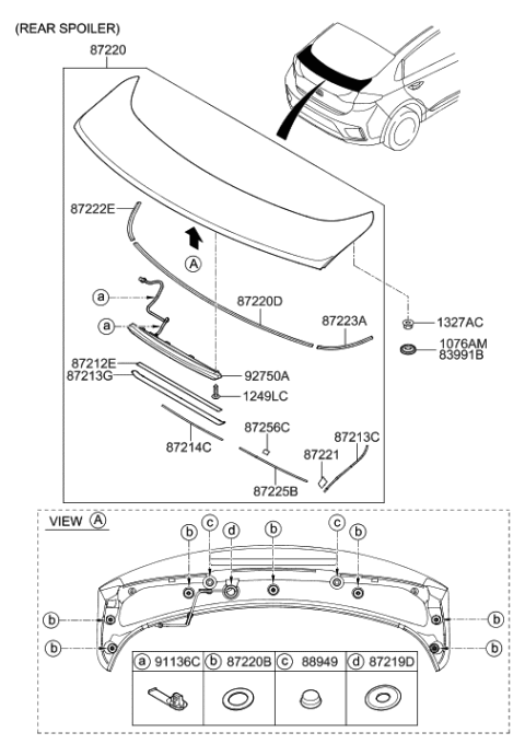 2006 Hyundai Entourage  Pad 6-Rear Spoiler Diagram for 872182W000