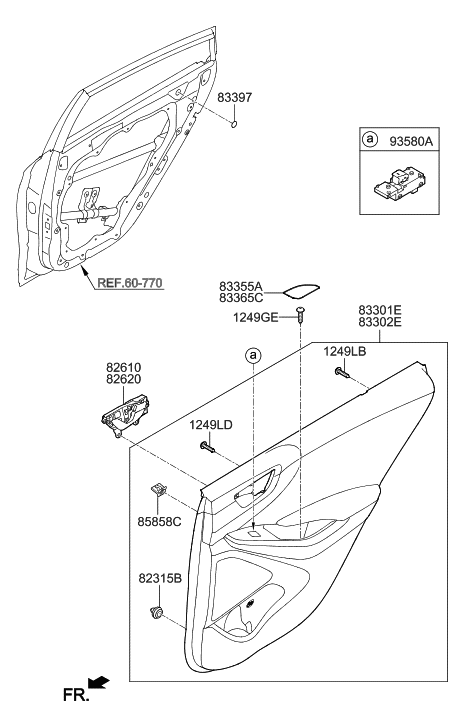 1998 Hyundai Accent Cover Assembly-Rear Door Pull Handle, LH Diagram for 83732G2000PMP