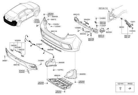 2023 Hyundai Elantra N Bracket Assembly-Rear Bumper Side, RH Diagram for 86614G2000