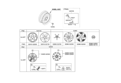 2022 Hyundai Elantra N  Wheel Hub Cap Assembly Diagram for 52960G2000