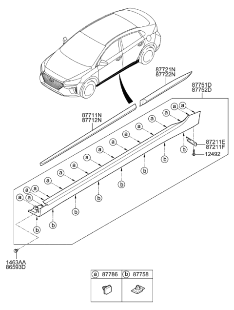 2006 Hyundai Entourage  Moulding Assembly-Waist Line Rear Door, LH Diagram for 87721G2000