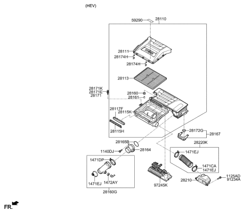 2022 Hyundai Elantra N  Engine Air Filter Diagram for 28113G2100