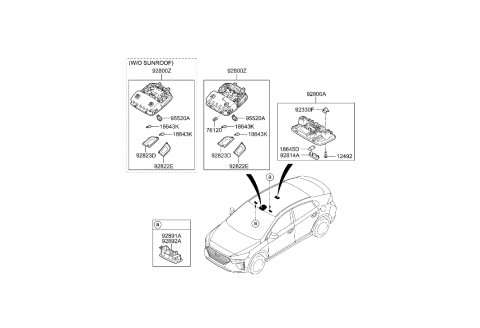 2006 Hyundai Entourage Room Lamp Assembly Diagram for 92850F2000TTX