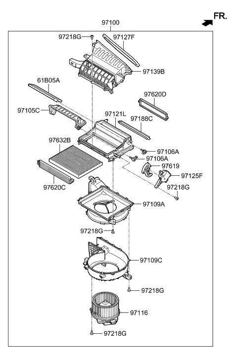 2006 Hyundai Entourage  Case-Blower, Upper Diagram for 97112G2000