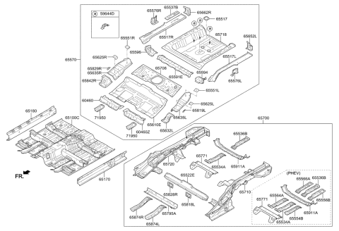 2022 Hyundai Elantra N Panel Assembly-Rear Floor Side, LH Diagram for 65517G2000