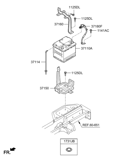 2006 Hyundai Entourage  Battery Sensor Assembly Diagram for 37180G2100