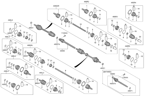 2006 Hyundai Elantra BOOT KIT-DIFF SIDE, RH Diagram for 495R5Q5300