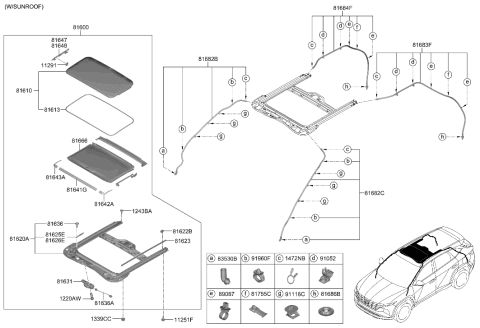 2003 Hyundai Elantra  Seal-Tape Sunroof Diagram for 816233M000