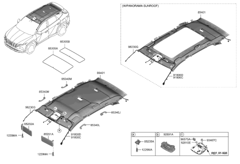 2003 Hyundai Elantra HEADLINING ASSY Diagram for 85310CW010MMH
