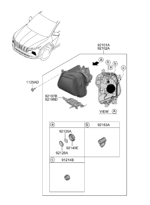 2006 Hyundai Elantra LAMP ASSY-HEAD, LH Diagram for 92101CW100