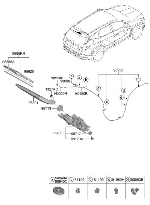 2006 Hyundai Elantra  GROMMET-REAR WIPER Diagram for 98713P2000