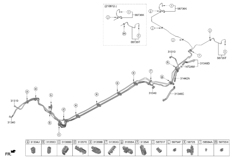 2003 Hyundai Elantra  HOSE ASSY-CANISTER Diagram for 31348N9501