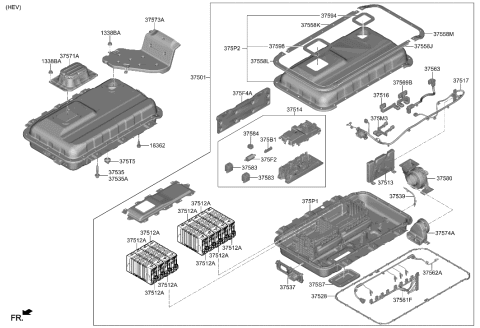 1998 Hyundai Elantra  Battery Module Assembly Diagram for 37512L5000