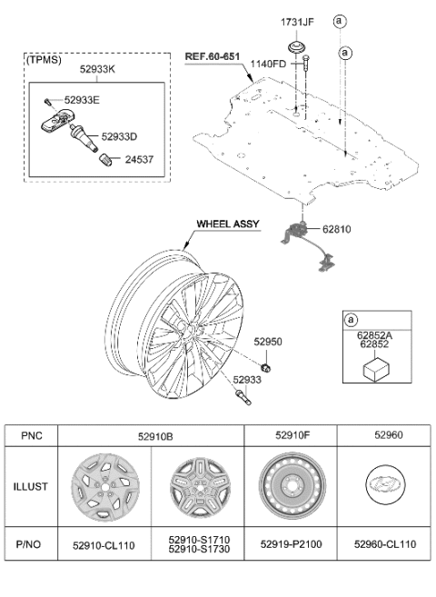 1998 Hyundai Elantra  Pad-Spare Tire Diagram for 628522J000