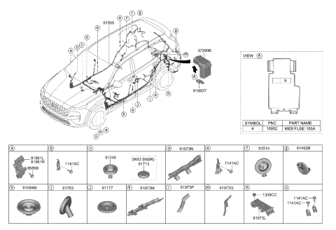 1999 Hyundai Elantra  PROTECTOR-WIRING Diagram for 91961CL520