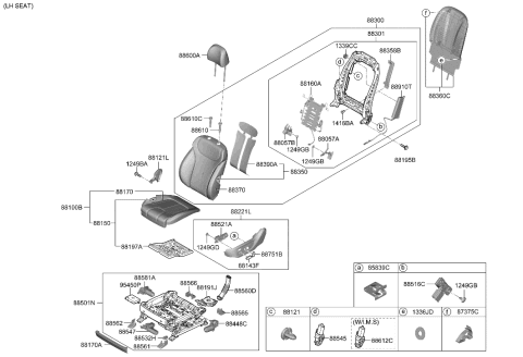 1998 Hyundai Elantra  COVER-FR SEAT MTG FR OTR, RH Diagram for 88562S1100NNB