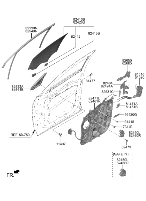 1998 Hyundai Elantra  Cage-Door Outside Handle CONNE Diagram for 81316S1000