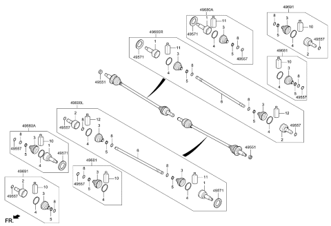 2000 Hyundai Elantra Joint Kit-RR Axle Diff Side Diagram for 49682C5000