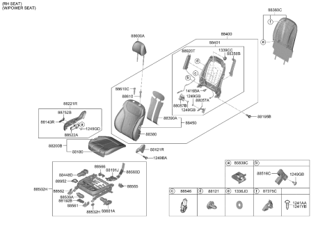 2000 Hyundai Elantra  CUSHION ASSY-FR SEAT,RH Diagram for 88200CL000YKA