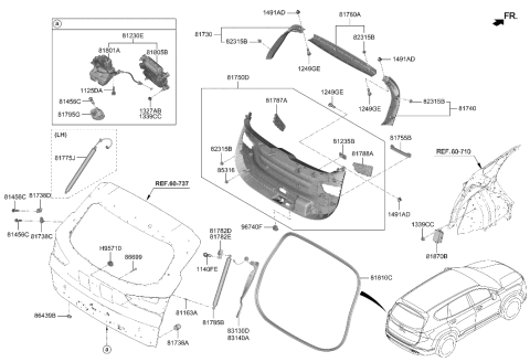 1998 Hyundai Elantra Clip-Trim Mounting Diagram for 858493L000
