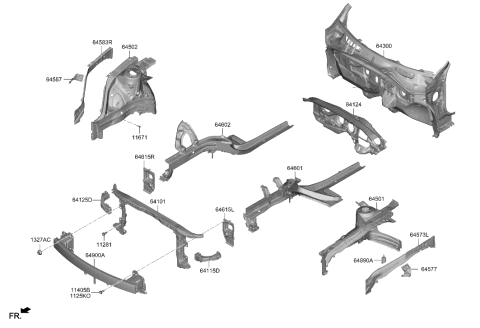 2015 Hyundai Accent  Bracket Assembly-Fender & BPR MTG Diagram for 64577AA000