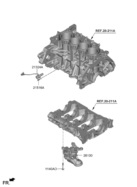 2010 Hyundai Accent Oil Pressure Control Valve Diagram for 213242J000