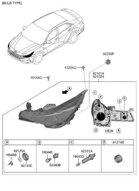 2010 Hyundai Accent Lamp Assembly-Head, RH Diagram for 92102AB100