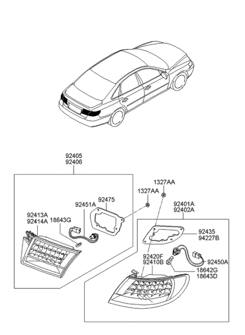 1994 Hyundai Sonata  Cover-Rear Combination Lamp, RH Diagram for 924543L000