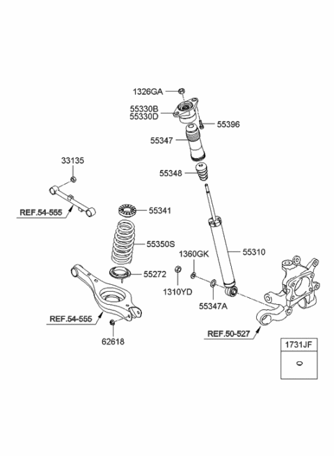 1994 Hyundai Sonata  Rear Bumper Spring Diagram for 553483K010
