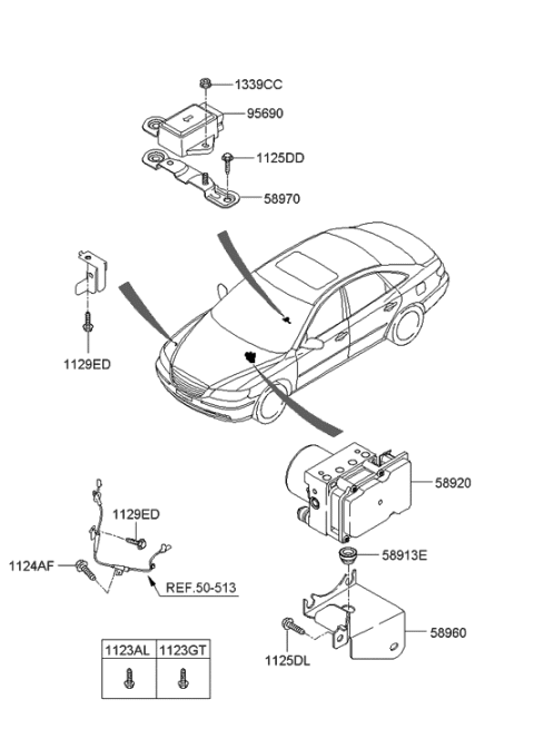 1994 Hyundai Sonata Abs Module Diagram for 589203L000