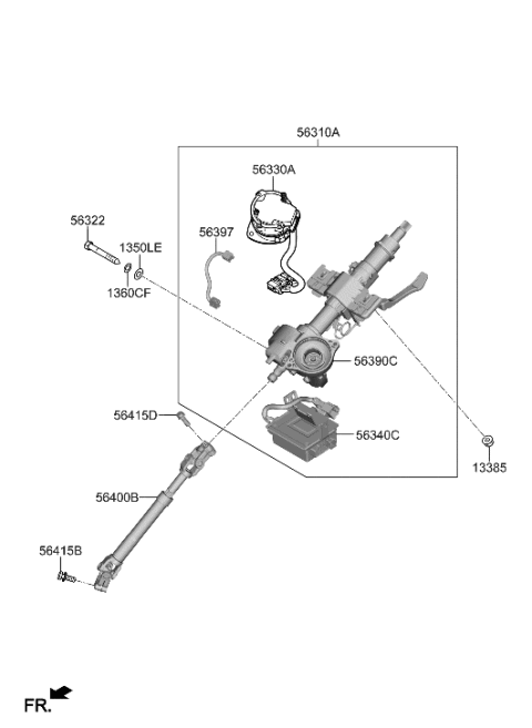 2023 Hyundai Ioniq 5 Column & Housing Assembly Diagram for 56390D3010