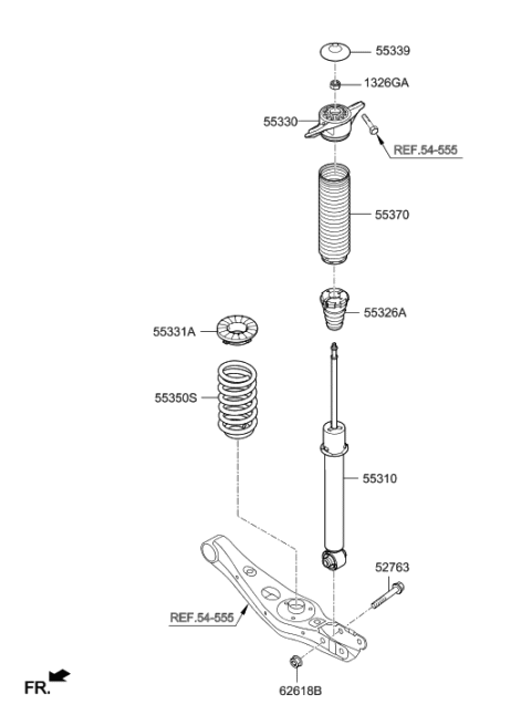 2023 Hyundai Ioniq 5  Rear Shock Absorber Assembly Diagram for 55311D3710